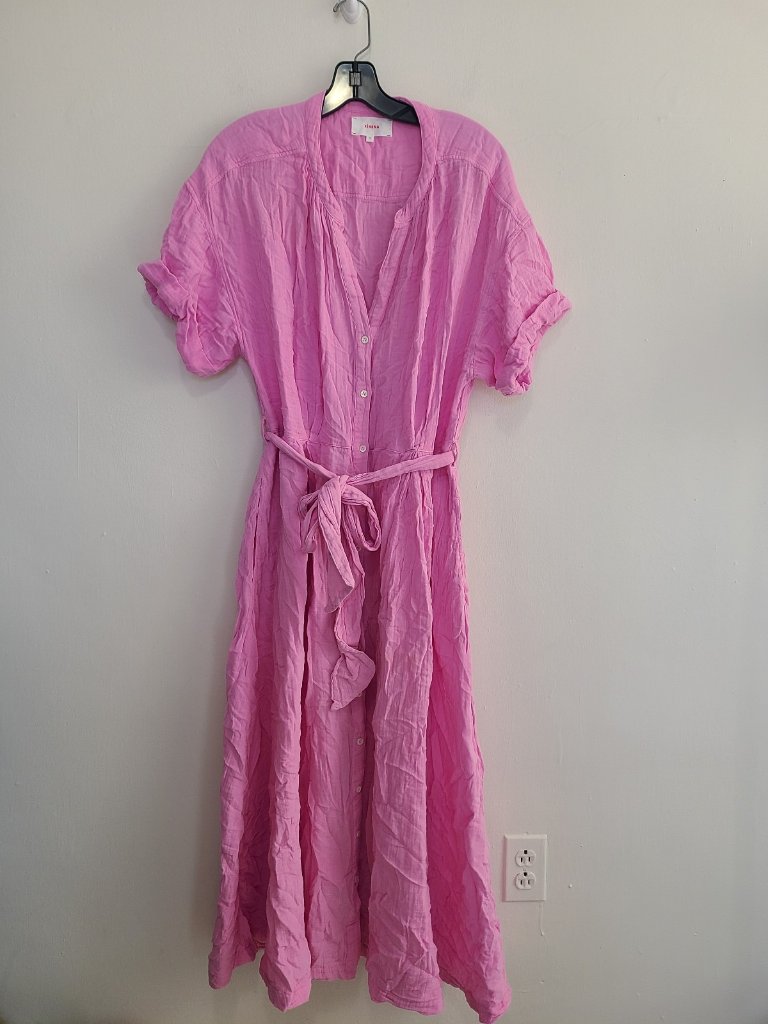 Xirena Cate Cotton Gauze Midi Pink Shirt Dress Belted Size Xl